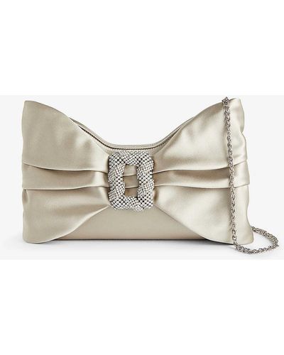 Rodo Cecilia Bow-shaped Satin Clutch Bag - Natural