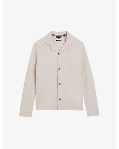 Ted Baker Pendul Spread-collar Cotton-blend Shirt - White