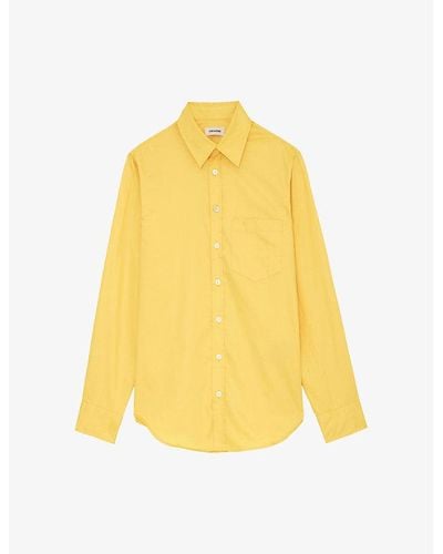 Zadig & Voltaire Taskiz Embroidered Long-sleeved Organic-cotton Shirt - Yellow