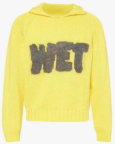ERL Intarsia Cotton-blend Knitted Jumper - Yellow