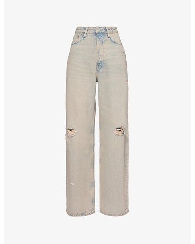 Samsøe & Samsøe Shelly Faded-wash Wide-leg Recycled Denim-blend Jeans - Natural