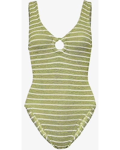 Hunza G Celine Plunge-neck Swimsuit - Green