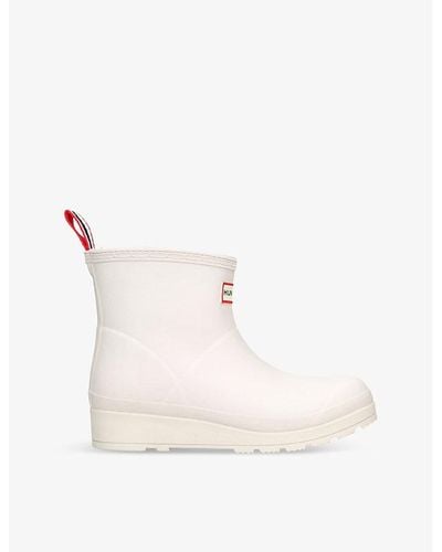 HUNTER Play Borg-lined Short Rubber Wellington Boots - White