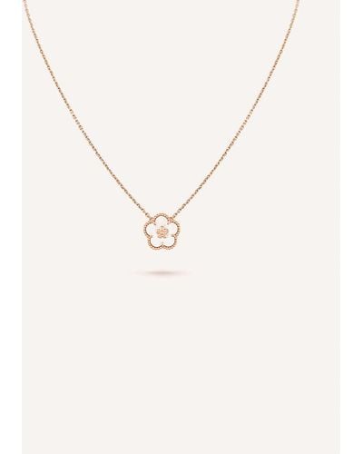 Van Cleef & Arpels Lucky Spring Plum Blossom 18ct Rose-gold And Mother-of-pearl Pendant Necklace - Natural