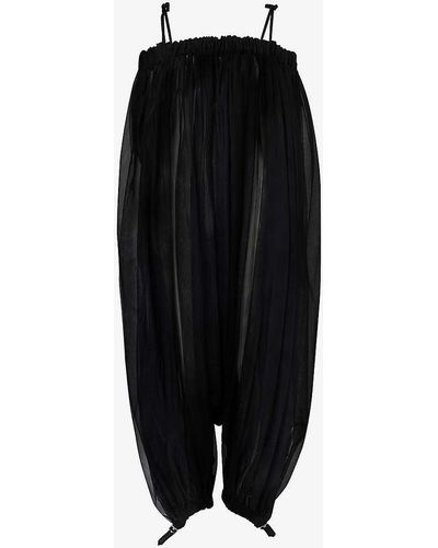 Noir Kei Ninomiya Bow-embellished Wide-leg Mesh Jumpsuit - Black