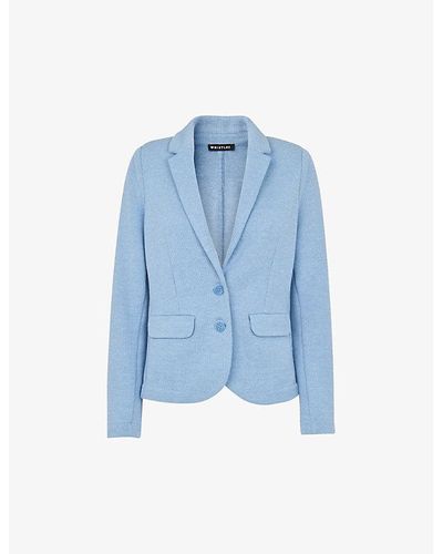 Whistles Slim-fit Single-breasted Cotton-jersey Jacket - Blue