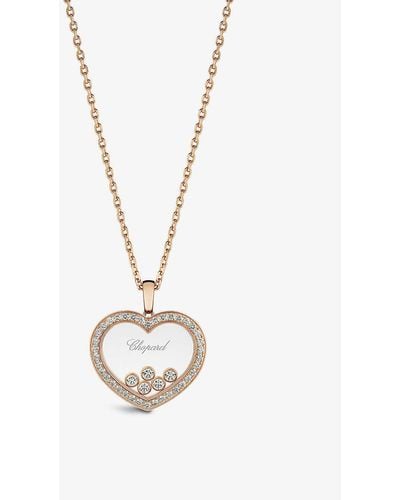 Chopard Happy Diamonds 18ct Rose-gold And 1.24ct Diamond Pendant Necklace - White