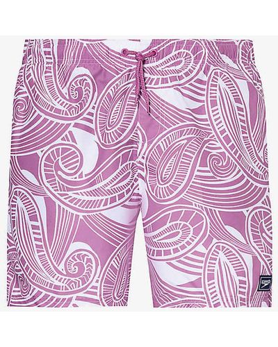 Speedo Graphic-pattern Mid-rise Swim Shorts - Pink