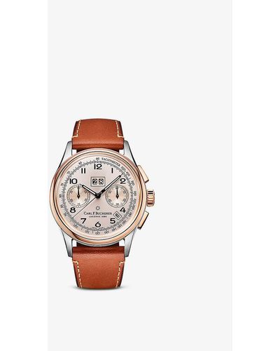 Carl F. Bucherer 00.10803.07.42.01 Heritage Bicompax Annual 18ct Rose Gold-plated Stainless-steel And Leather Automatic Watch - White