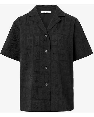Nué Notes Henri Embroidered Cotton Shirt - Black