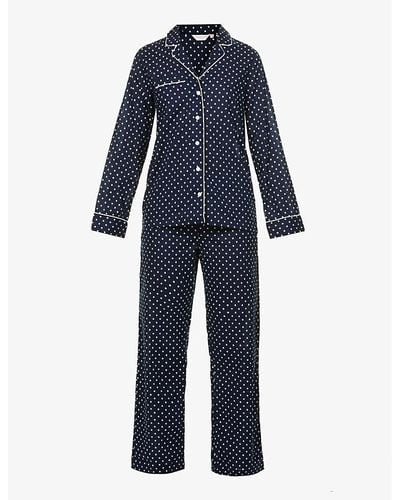Derek Rose Plaza Spotted Cotton-poplin Pajama Set X - Blue