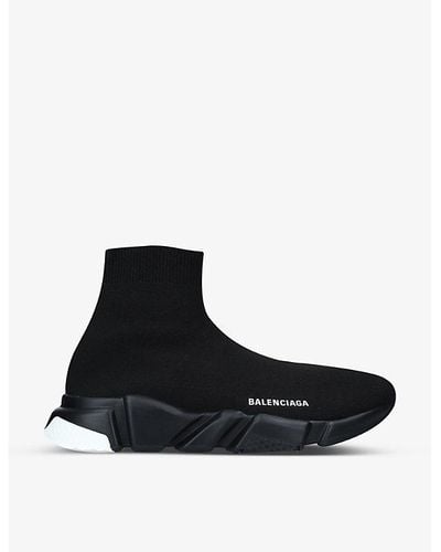 Balenciaga Speed Slip-on Knitted Mid-top Sneakers - Black