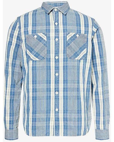 RRL Farrell Checked Cotton And Linen-blend Shirt - Blue