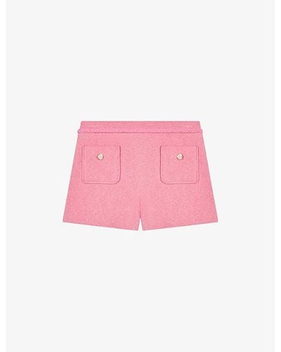 Maje Iapela Patch-pocket Stretch-tweed Shorts - Pink