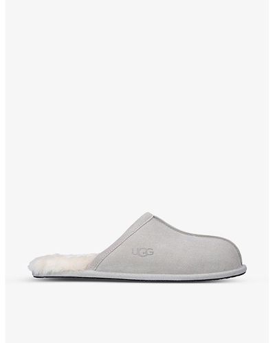 UGG Scuff Brand-embossed Suede And Shearling Slippers - Grey