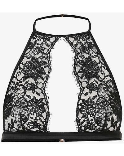 Coco De Mer Hera Floral-embroidered Stretch-lace Soft-cup Bra - Black