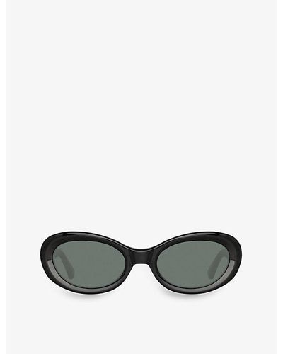 Dries Van Noten Dvn211c1sun Oval-frame Acetate Sunglasses - Black
