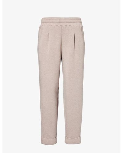 Varley The Rolled Cuff Tapered-leg Mid-rise Stretch-woven jogging Botto - Natural