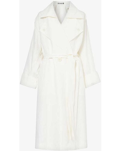 Issey Miyake Shaped Membrane Double-breasted Woven-blend Trench Coat - White