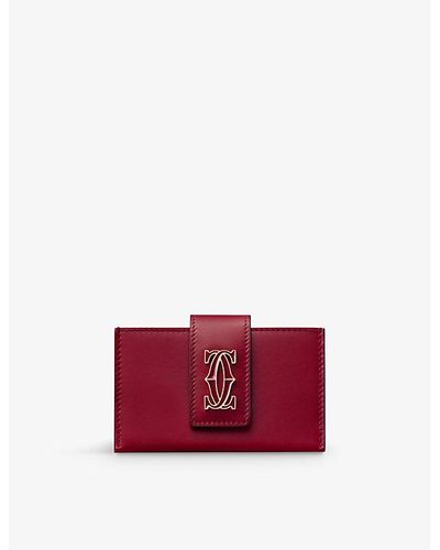 Cartier C De Leather Card Holder - Red