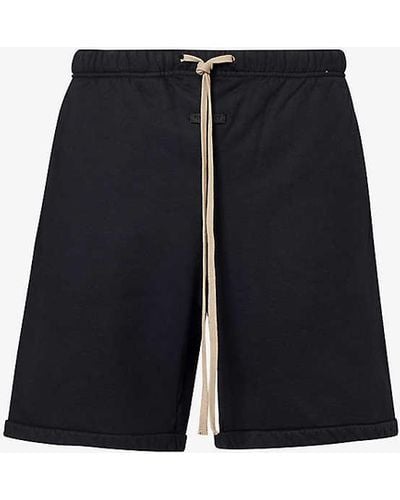 Fear Of God Brand-patch Drawstring-waist Cotton-blend Shorts - Blue