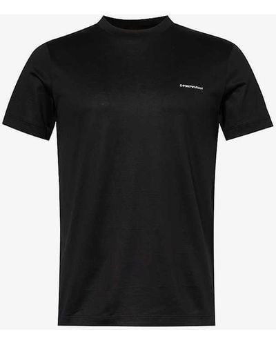 Emporio Armani Brand-print Short-sleeve Woven-blend T-shirt Xx - Black