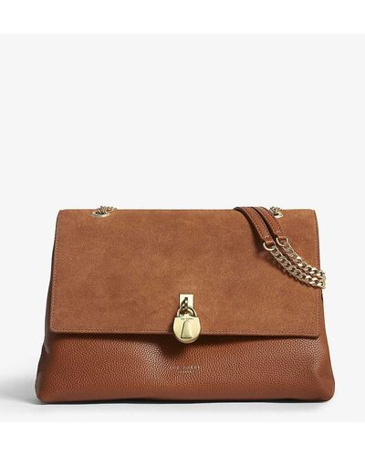 Ted Baker Hermiaa Suede And Leather Shoulder Bag - Brown