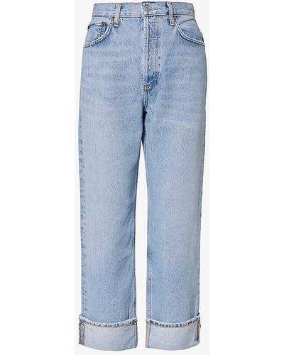 Agolde Fran Straight-leg Mid-rise Organic-cotton Jeans - Blue