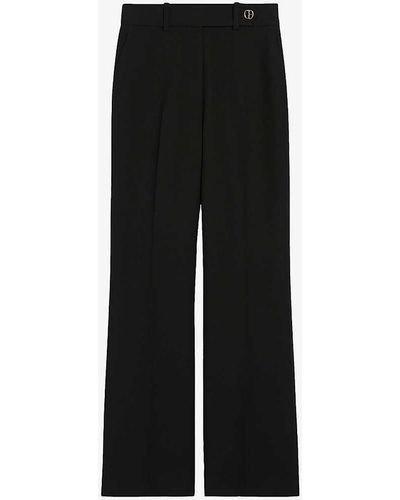 Claudie Pierlot Ankle-length Flared-leg Mid-rise Stretch-woven Trousers - Black
