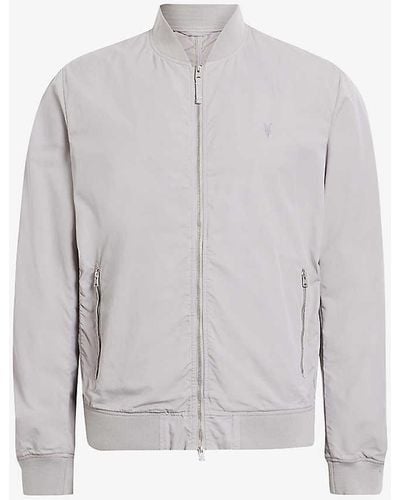 AllSaints Bassett Zipped Cotton-blend Bomber Jacket X - Grey