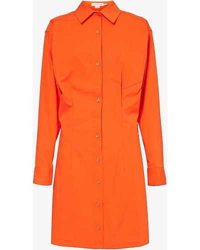 GOOD AMERICAN Patch-pocket Box-pleat Cotton-blend Mini Dress - Orange