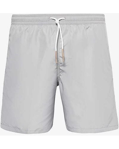 Eleventy Drawstring-waist Flap-pocket Swim Short - Grey