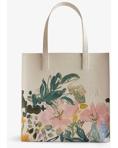Ted Baker Meaicon Large Floral-print Icon Tote Bag - White