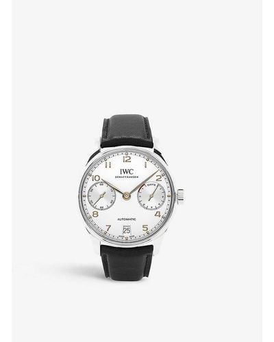 IWC Schaffhausen Iw500704 Portugieser Stainless-steel And Leather Automatic Watch - Black