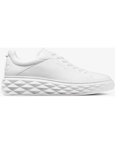 Jimmy Choo Diamond Maxi Logo-embossed Leather Low-top Trainers - White