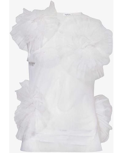 Acne Studios Tinasa Ruffle-embellished Sheer Woven Top - White