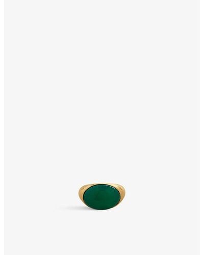 Monica Vinader X Kate Young Recycled 18ct Yellow Gold-plated Vermeil Sterling Silver And Onyx Ring - Green