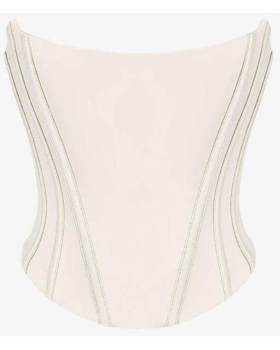 House Of Cb Genevieve Corseted Satin Top - White