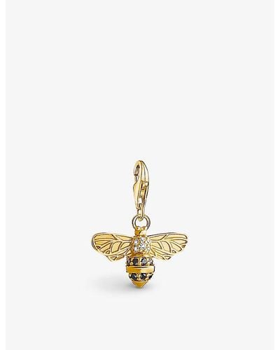 Thomas Sabo Bee 18ct Yellow-gold Plated Sterling-silver And Zirconia Pendant Charm - White