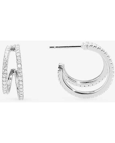 Apm Monaco Croisette Cubic-zirconia Double Hoop Sterling- Earrings - White