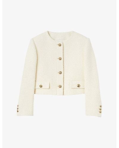 Sandro Walle Cropped Knitted Jacket - Natural