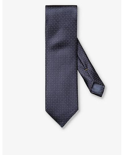 Eton Vy Blue Floral-print Silk Tie