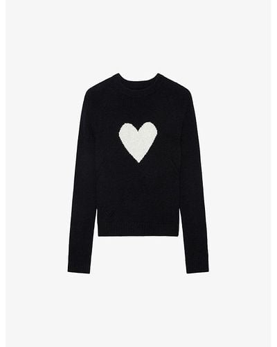 Zadig & Voltaire Lili Heart-intarsia Cashmere Sweater - Black