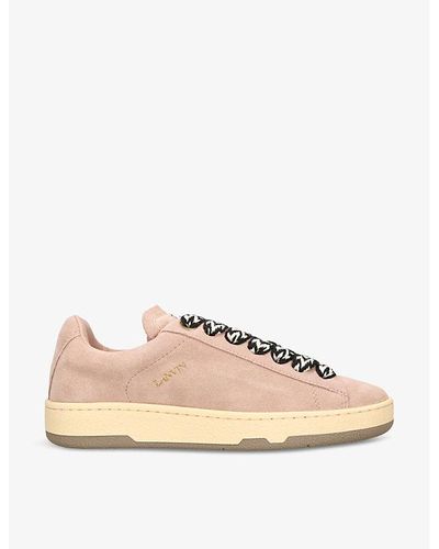 Lanvin Curb Lite Foiled-branding Leather Low-top Sneakers - Pink