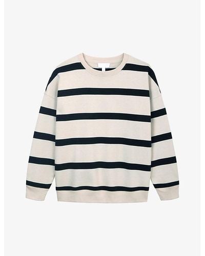 The White Company Striped Oversized Organic-cotton Sweater - Black