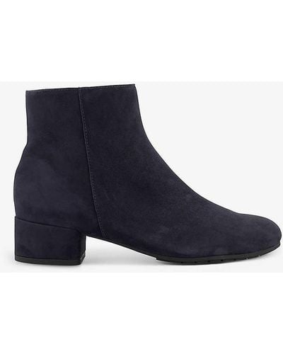 Dune Pippie Heeled Suede Ankle Boots - Blue