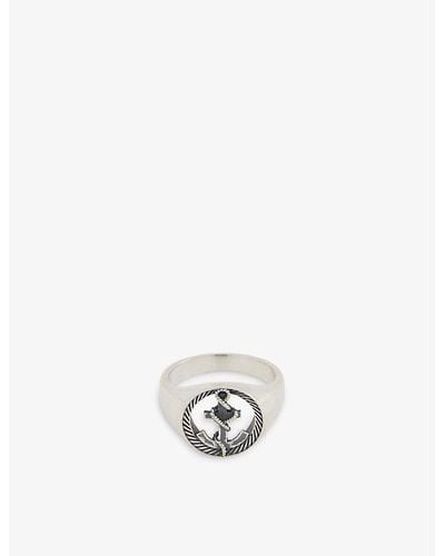 Serge Denimes Anchor 925 Oxidised-finish Sterling Ring - White