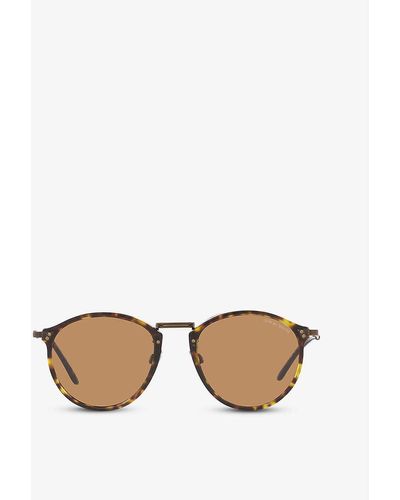 Giorgio Armani Ar318sm Round-frame Acetate And Metal Sunglasses - Brown