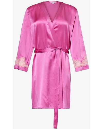 Nk Imode Morgan Lace-trim Silk Robe X - Pink