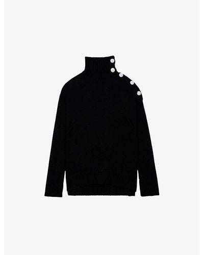 Zadig & Voltaire Alma Funnel-neck Cashmere Sweater - Black